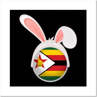 happy easter Zimbabwe bunny ears flag cute designs Posters and Art
